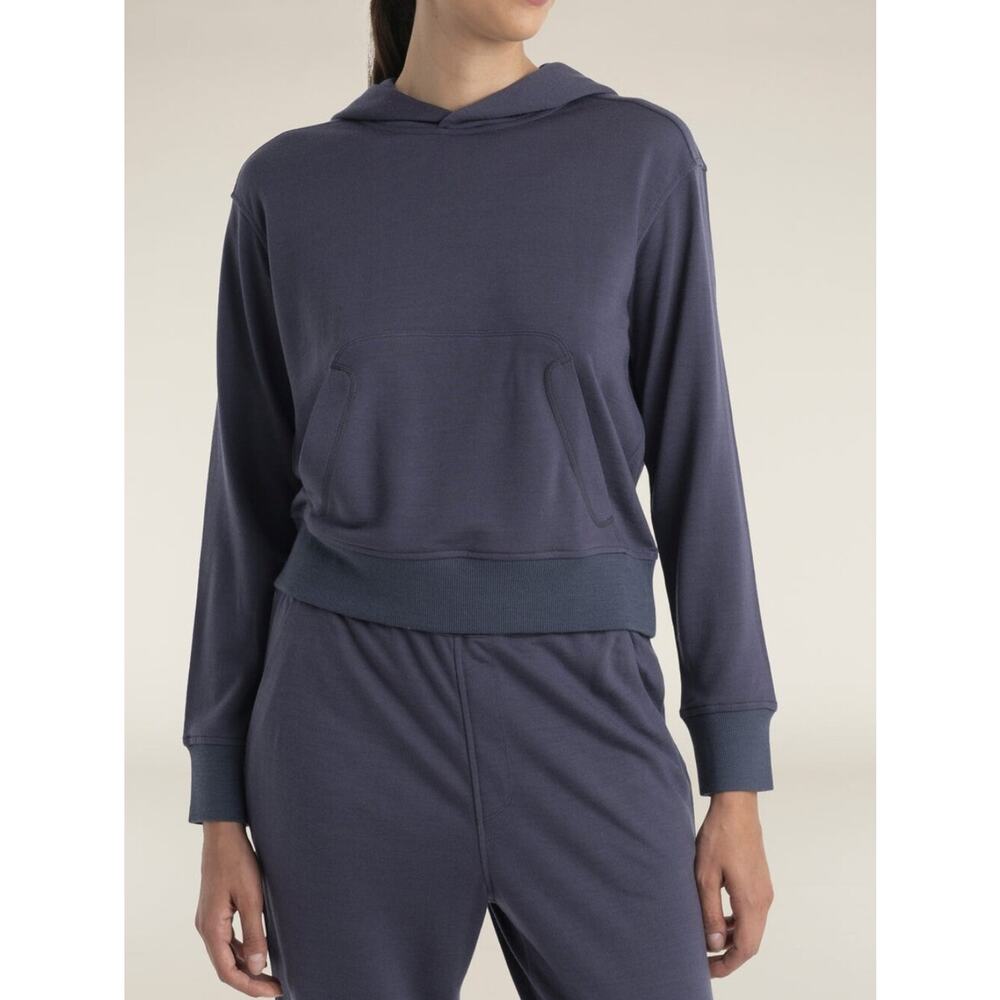 Icebreaker Women's Merino Blend 200 Crush Long Sleeve Hoodie in Graphite Medium - Picture 2 of 6